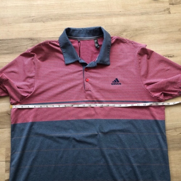 Adidas Men's Striped Pink and Blue Polo Shirt - Picture 5 of 9